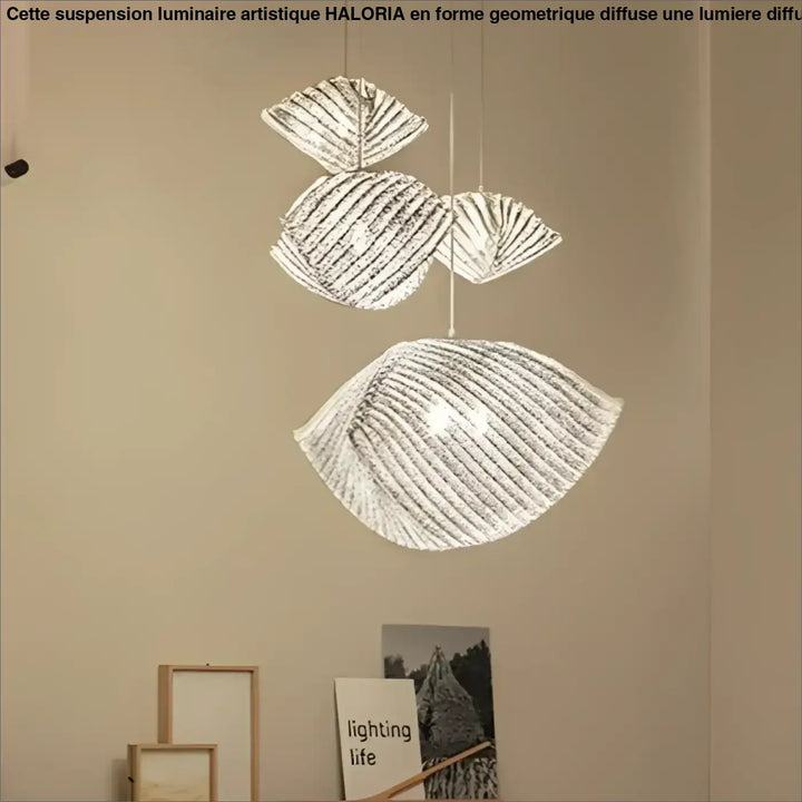 Suspension luminaire design en verre ondulé moderne style nacré
