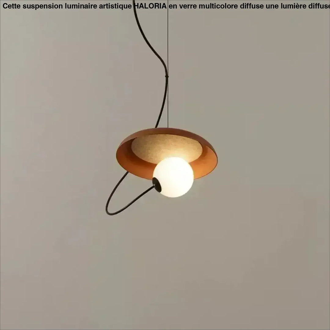 Suspension design moderne avec abat-jour rond et boule lumineuse

