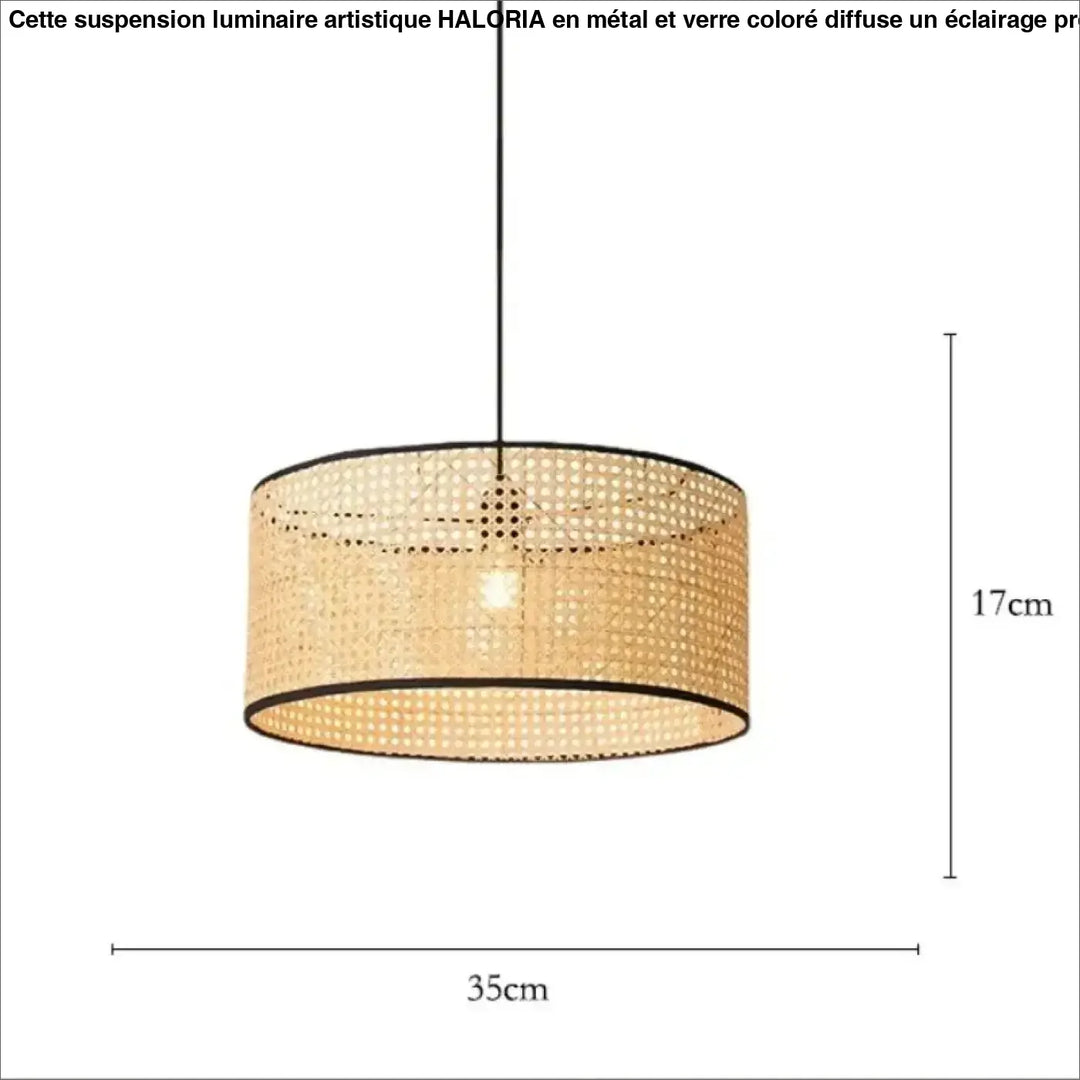 Suspension rotin naturel cylindrique design moderne élégant