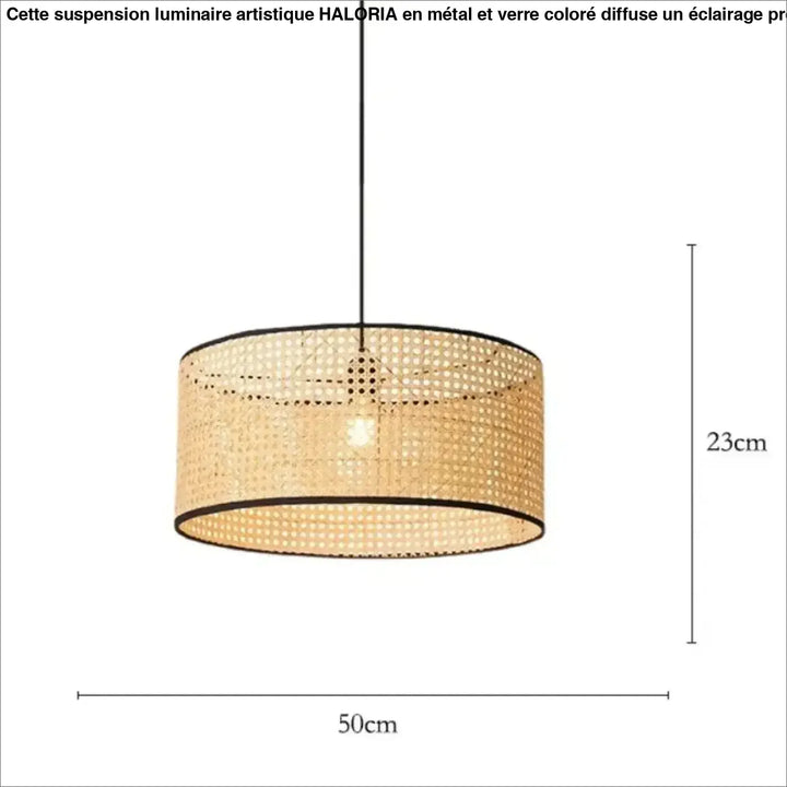 Suspension rotin naturel cylindrique design moderne élégant