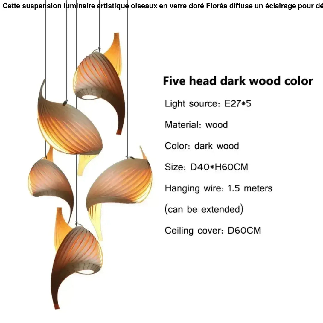 Suspension organique en bois sculptural ambiance chaleureuse