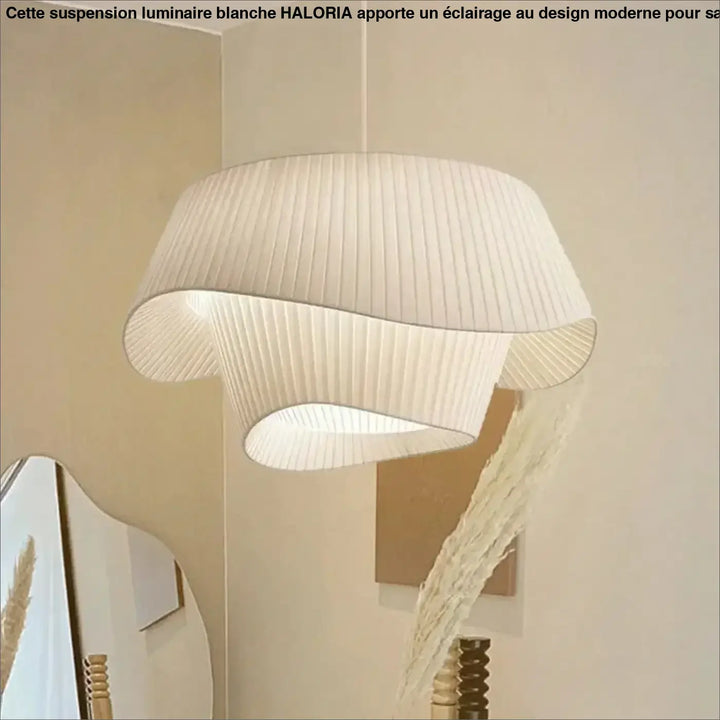 Suspension Luminaire Blanche Au Design Moderne En Tissu Blanc