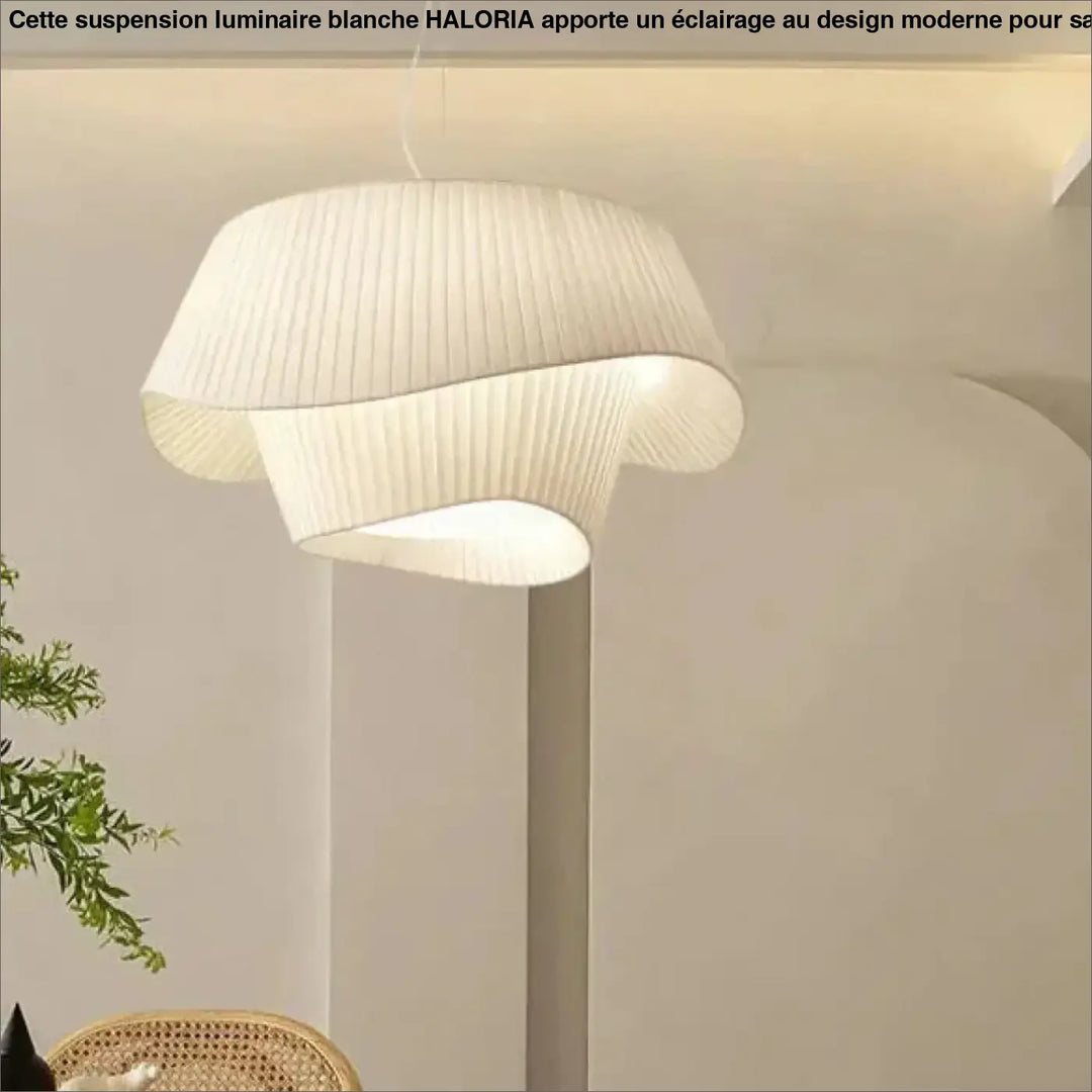 Suspension Luminaire Blanche Au Design Moderne En Tissu Blanc
