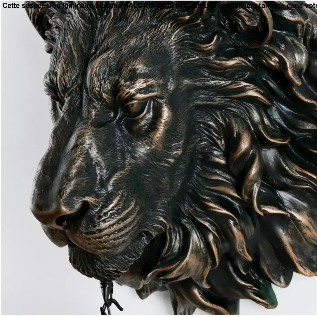 Applique murale lion tête sculptée lumineuse effet sculptural