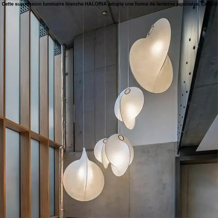 Suspension luminaire blanche en forme de lanterne japonaise

