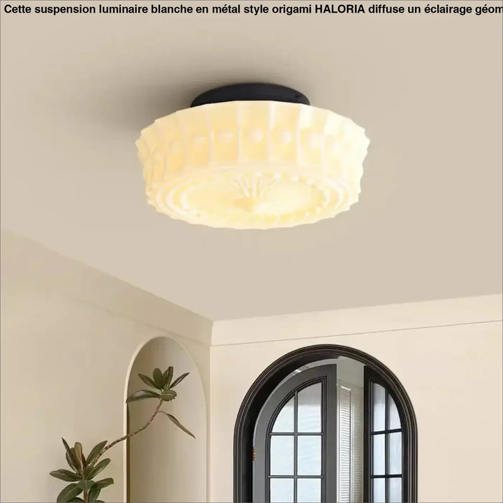 Plafonnier design rétro en verre sculpté ambiance raffinée
