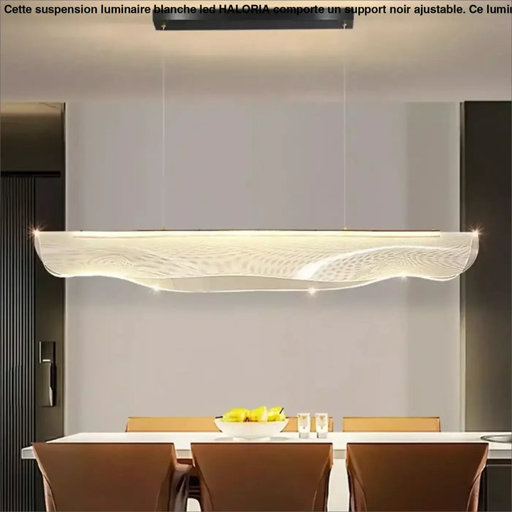 Suspension luminaire blanche LED avec un support noir ajustable

