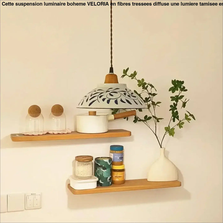 Suspension luminaire céramique blanche à motifs bleus