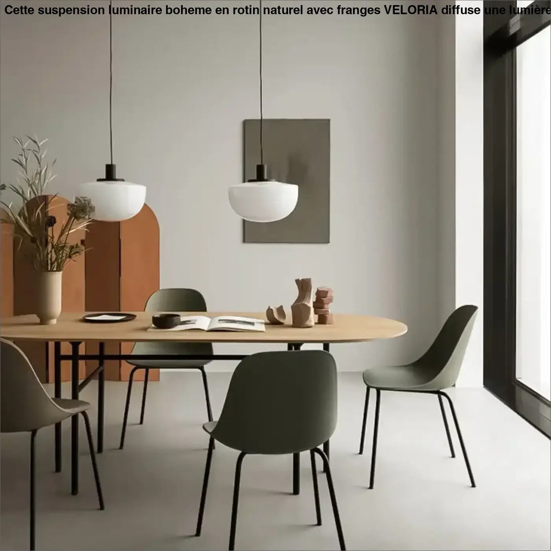 Suspension double moderne avec boules en verre blanc mat design