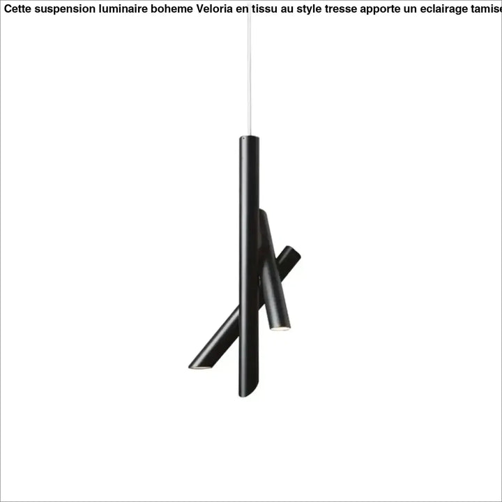 Suspension luminaire konto noir cylindrique avec tubes croisés pour un design moderne et élégant