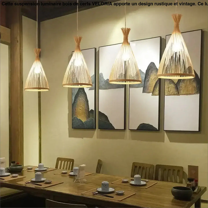 Suspension Bambou Naturel Design Zen Forme Conique Élégante