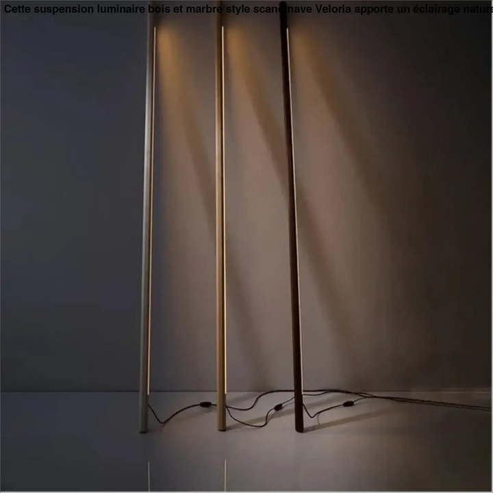 Lampadaire vertical en bois éclairage ambiant élégant