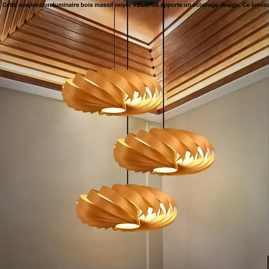 Suspension en bois design moderne à globes lumineux chic