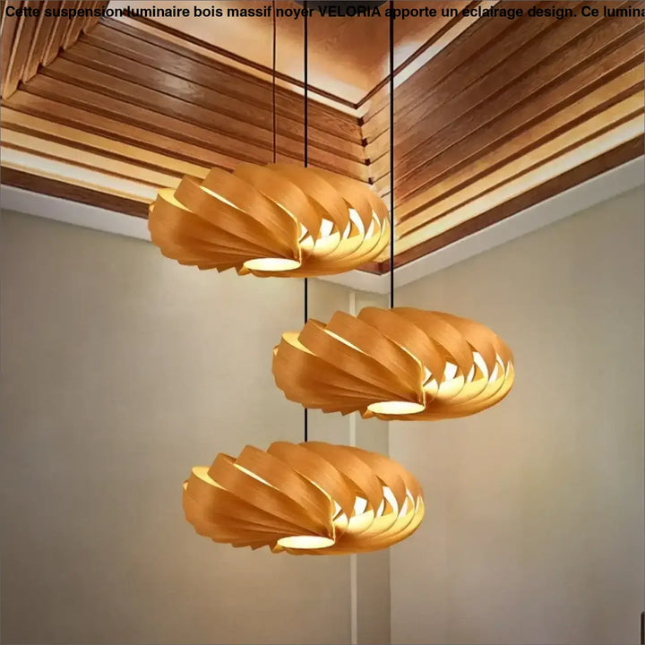 Suspension en bois design moderne à globes lumineux chic