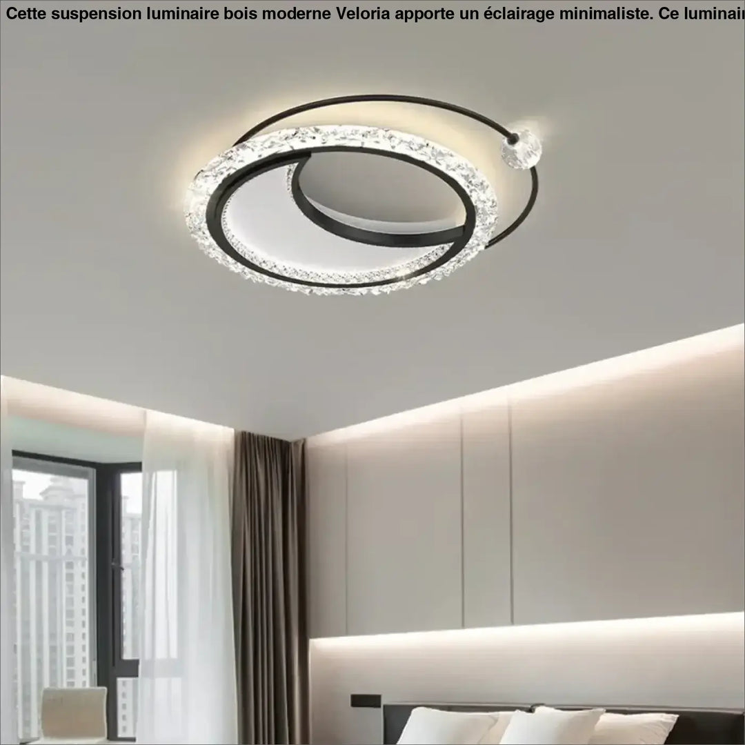Plafonnier led design moderne double anneau en cristal