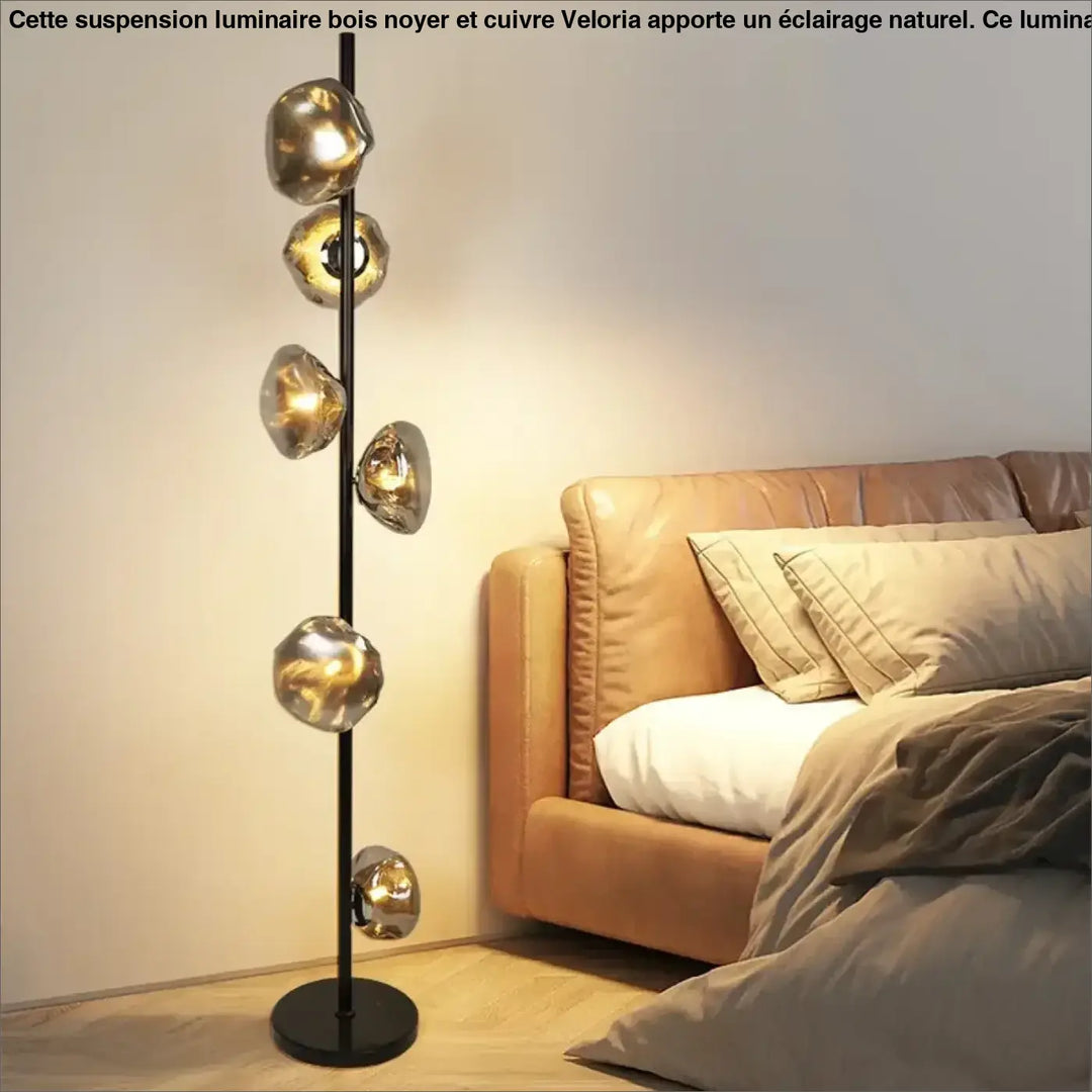 Lampadaire moderne en métal doré et verre style chic