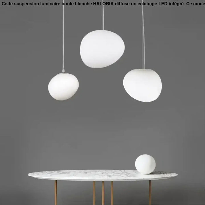 Suspension luminaire boule blanche à LED pour intérieur moderne

