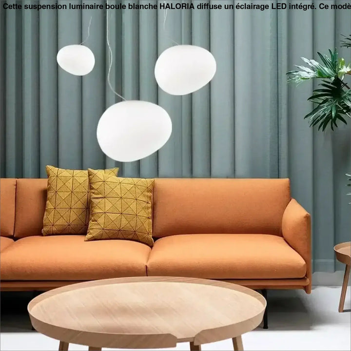Suspension luminaire boule blanche à LED pour intérieur moderne

