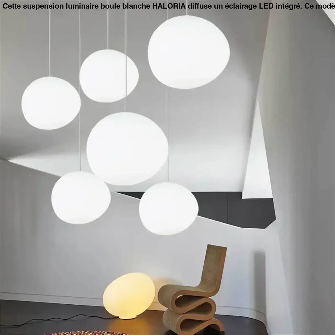 Suspension luminaire boule blanche à LED pour intérieur moderne


