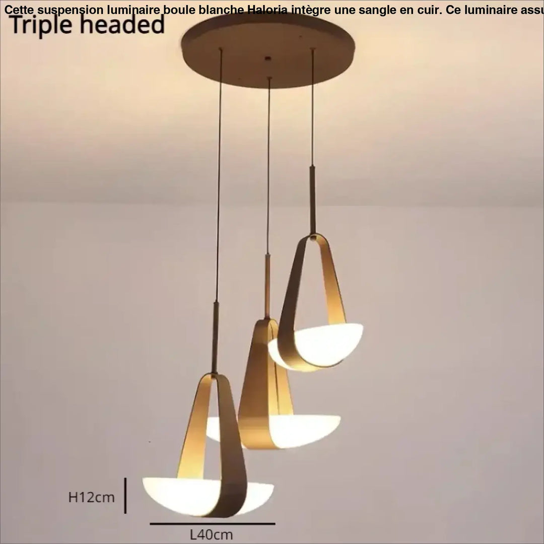 Suspension minimaliste cuir et verre led intérieur chic