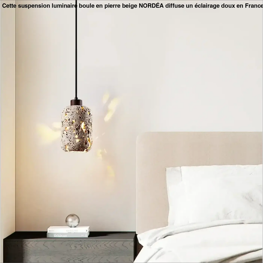 Suspension luminaire travertin en pierre avec led