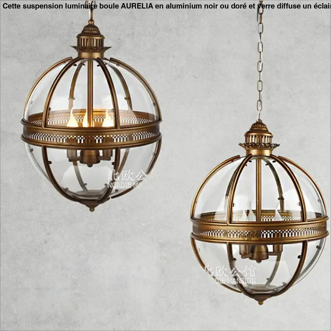 Suspension Luminaire Boule En Verre Élégante