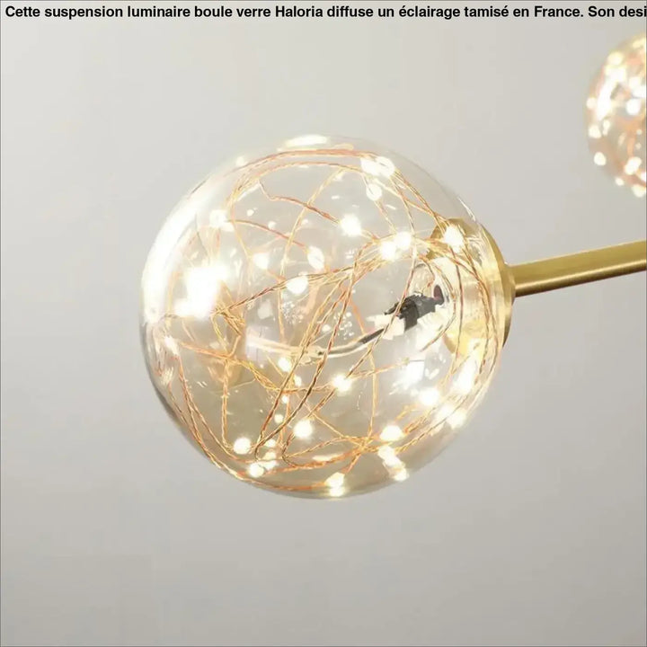 Suspension Luminaire Boule Verre Transparent Doré