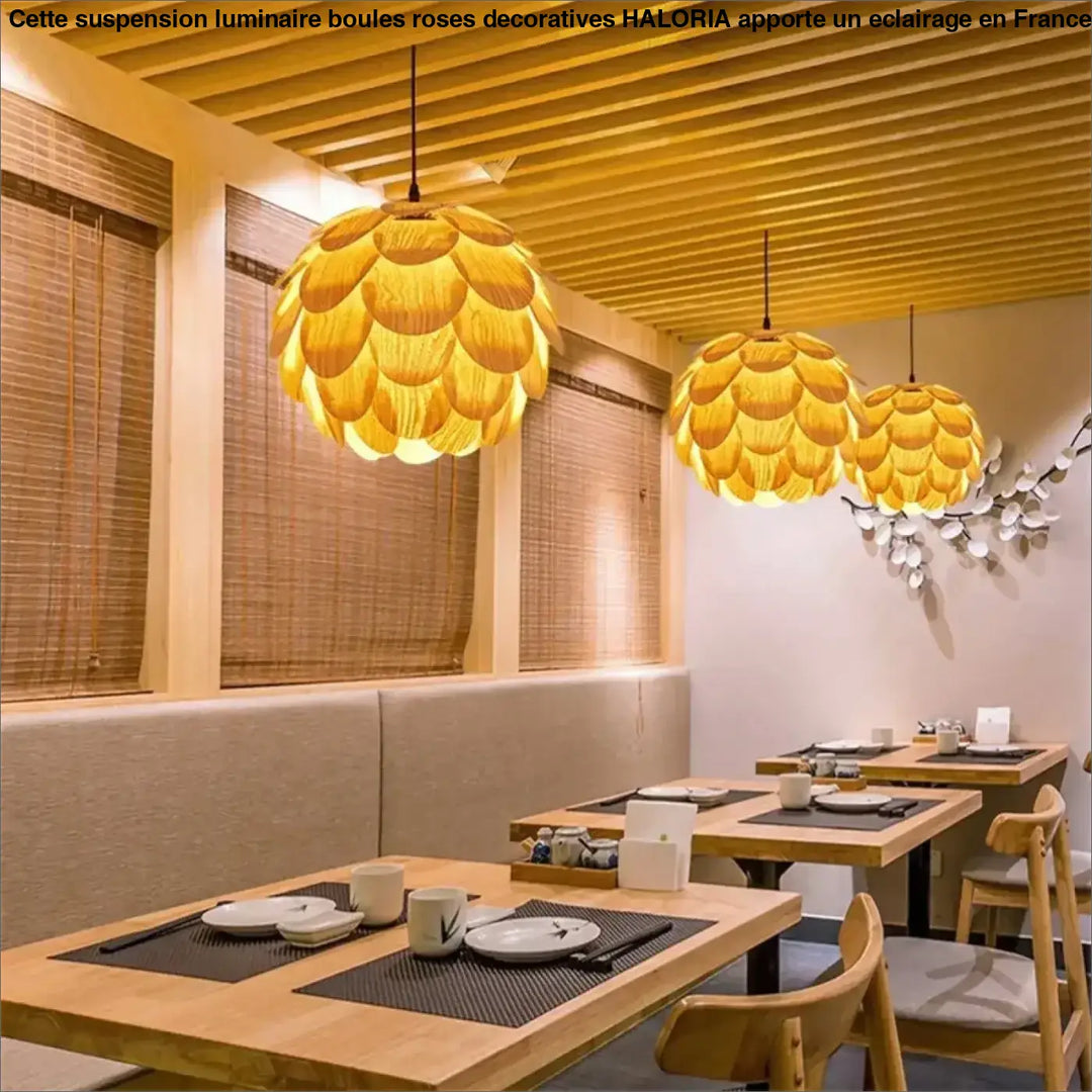 Suspension en bois style design organique beige naturel