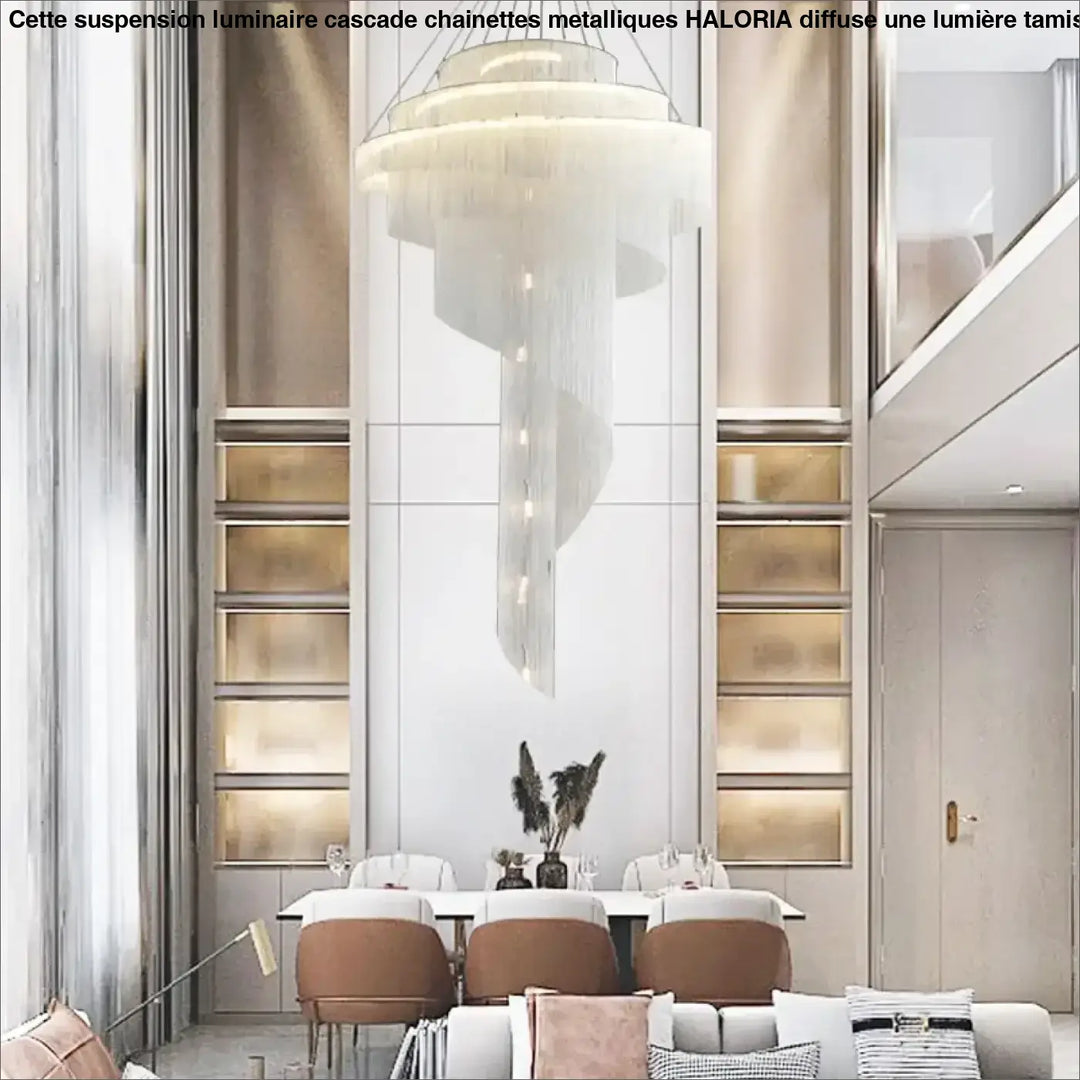 Suspension Monumentale Lustre Cascade Cristal Haut De Gamme