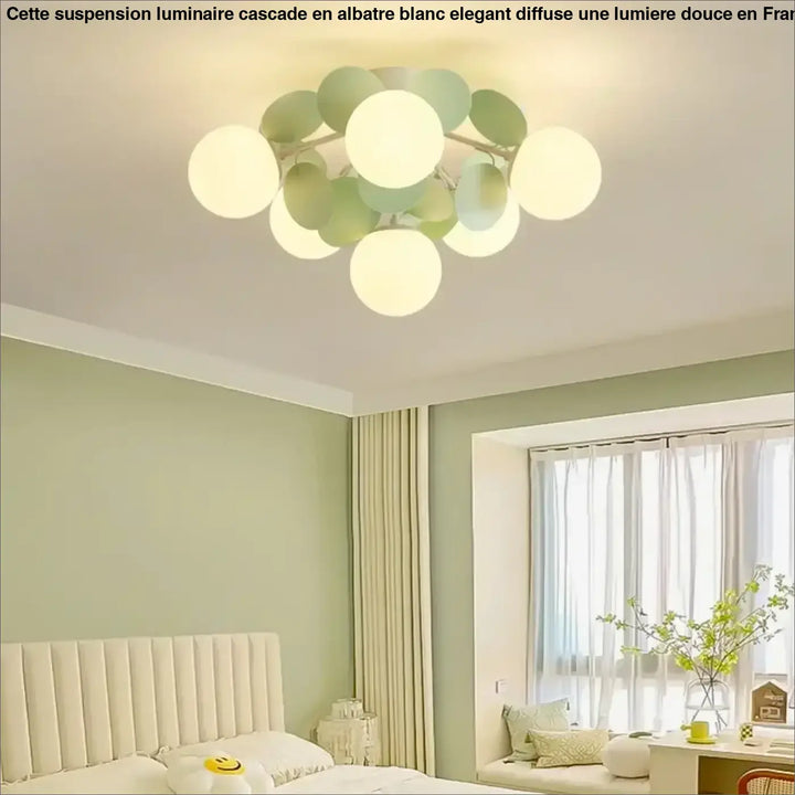 Plafonnier design en globes led éclairage blanc vert chic