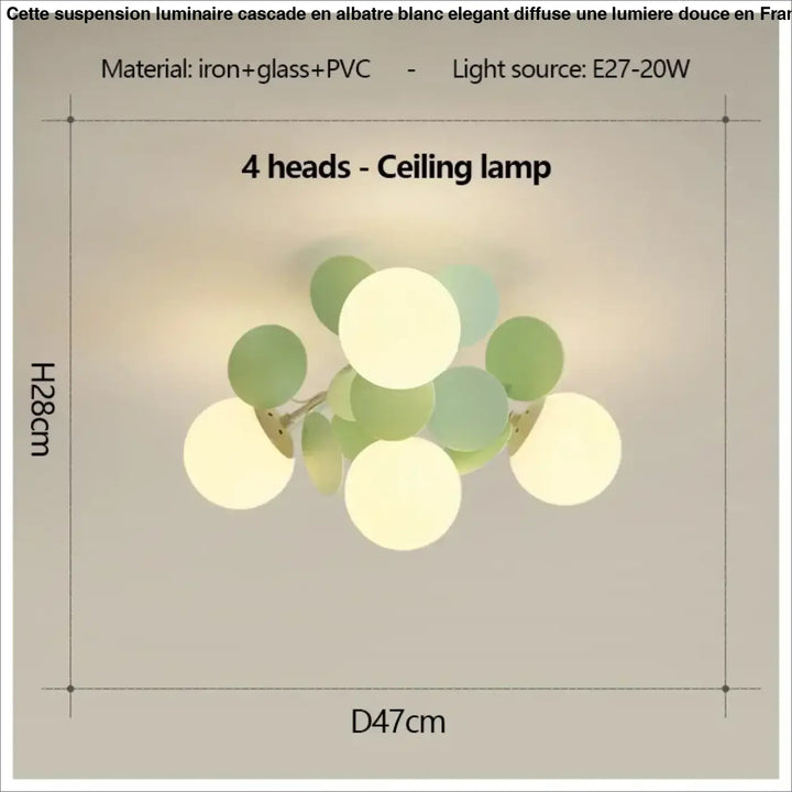 Plafonnier design en globes led éclairage blanc vert chic