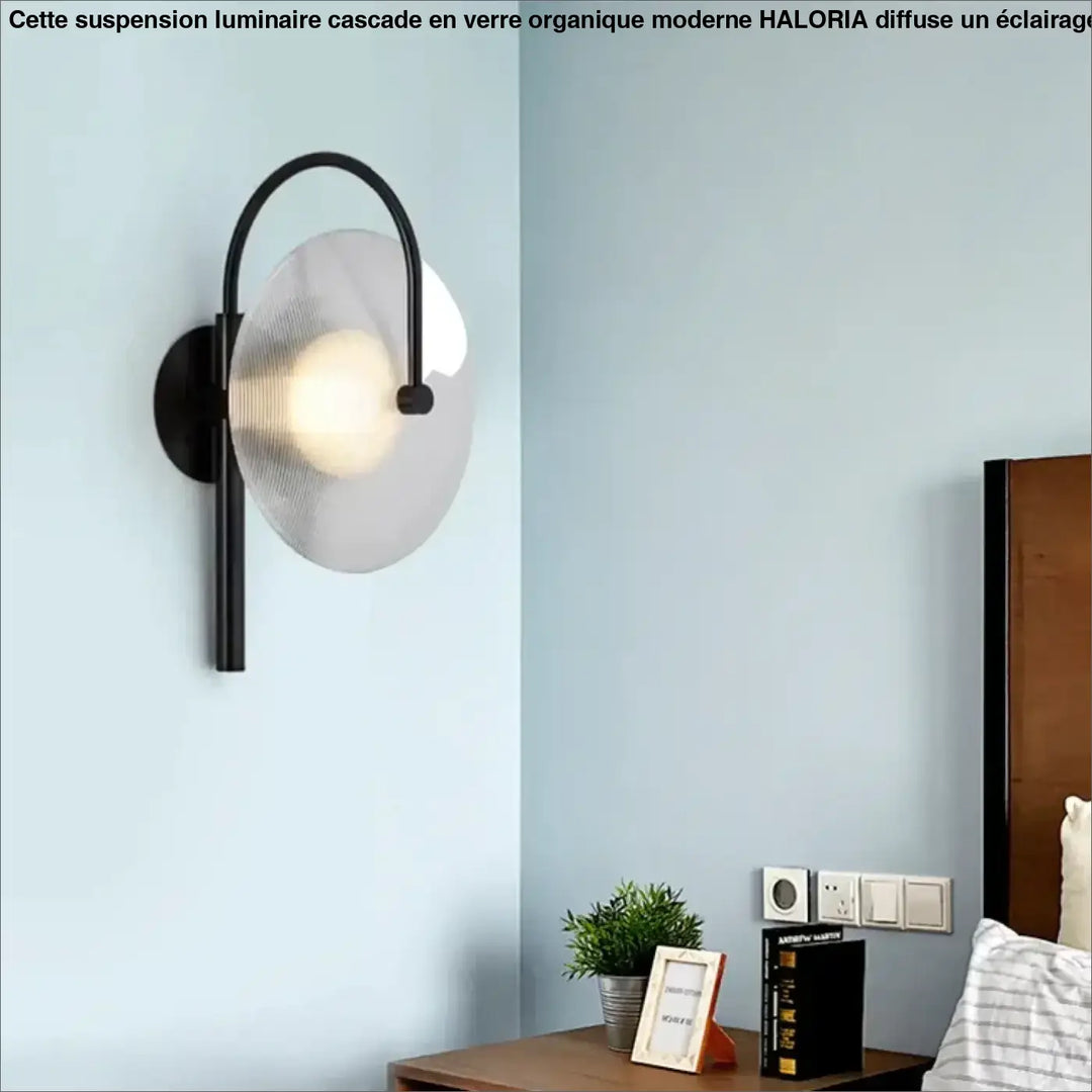Applique murale en métal noir et diffuseur blanc moderne