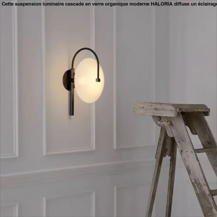 Applique murale en métal noir et diffuseur blanc moderne