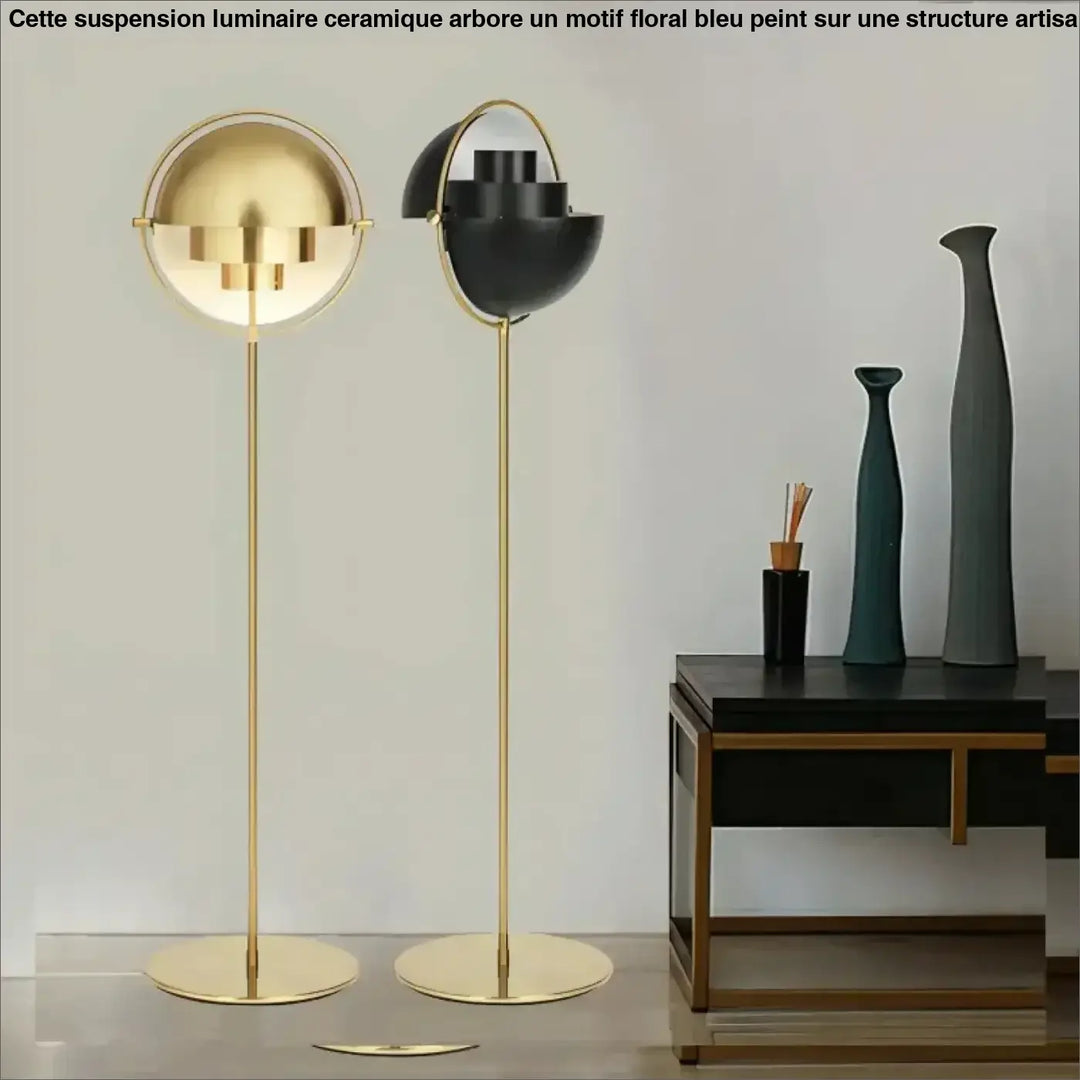 Lampadaire design en métal doré et noir moderne chic doré