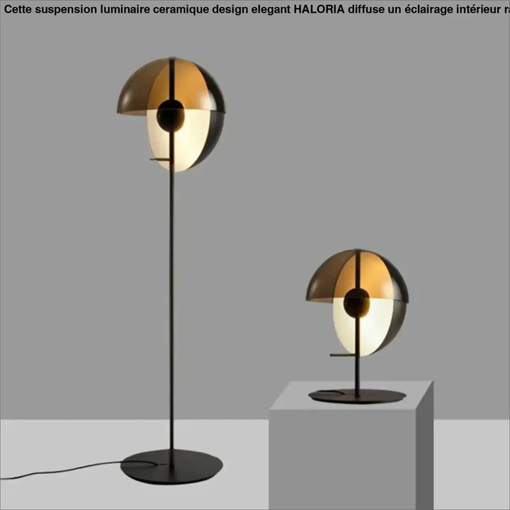 Lampadaire minimaliste noir avec abat jour en verre fumé led