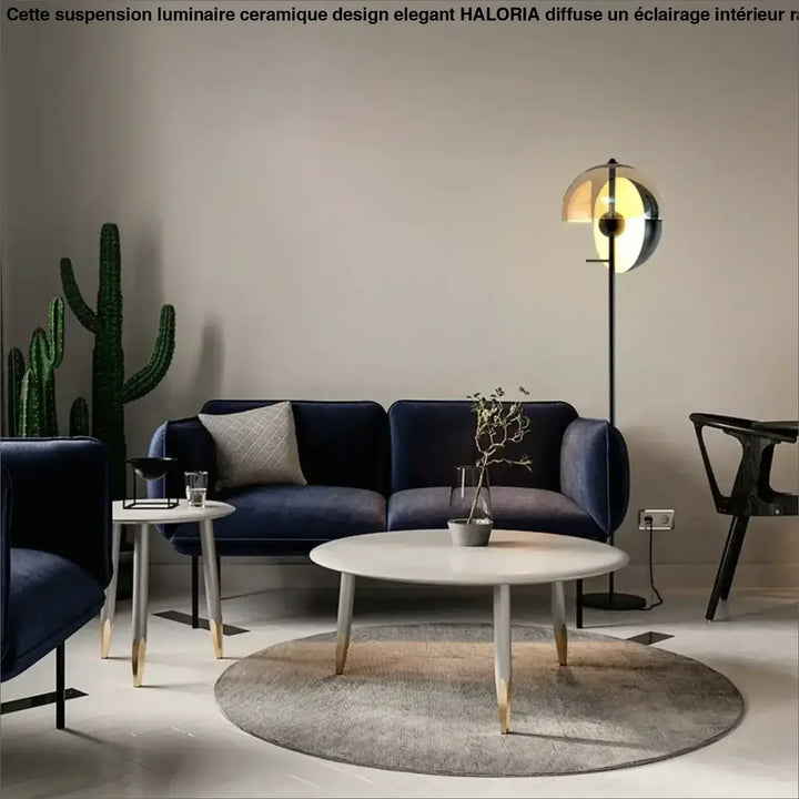 Lampadaire minimaliste noir avec abat jour en verre fumé led