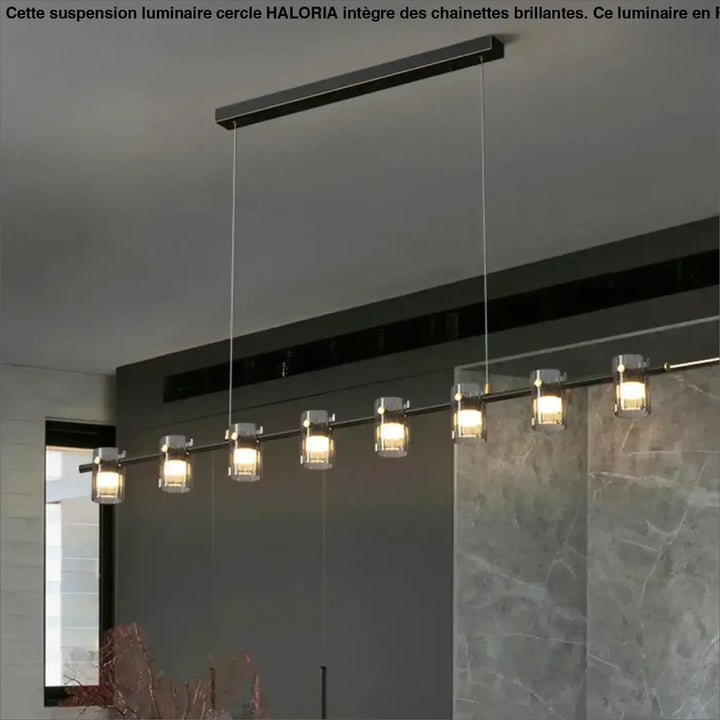 Suspension luminaire linéaire en verre moderne noir élégant