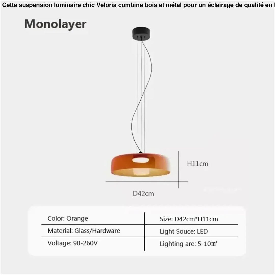Suspension luminaire led orange éclatante design élégant