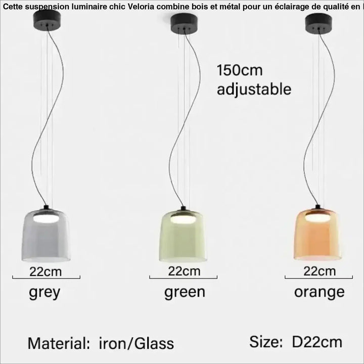 Suspension luminaire led orange éclatante design élégant