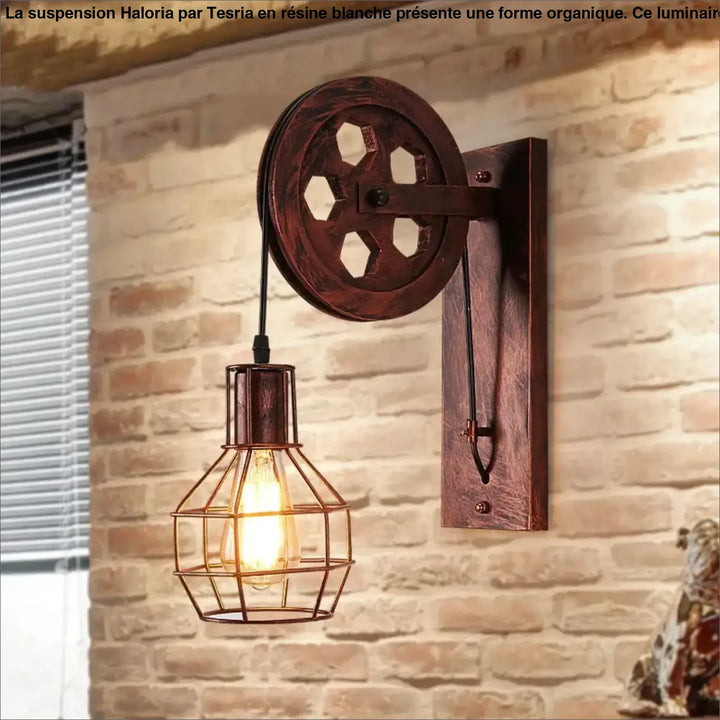 Suspension luminaire chic en résine forme organique haloria avec applique industrielle bronze au-dessus d’une table