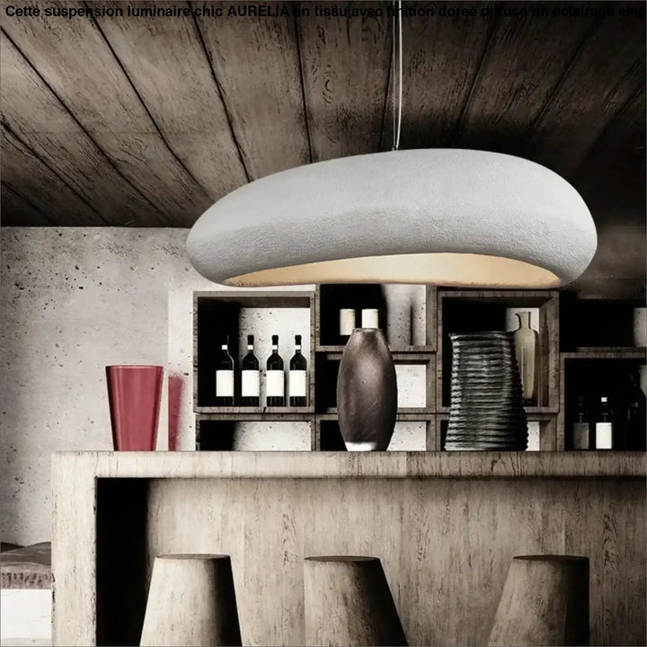 Suspension luminaire design contemporain effet pierre naturel