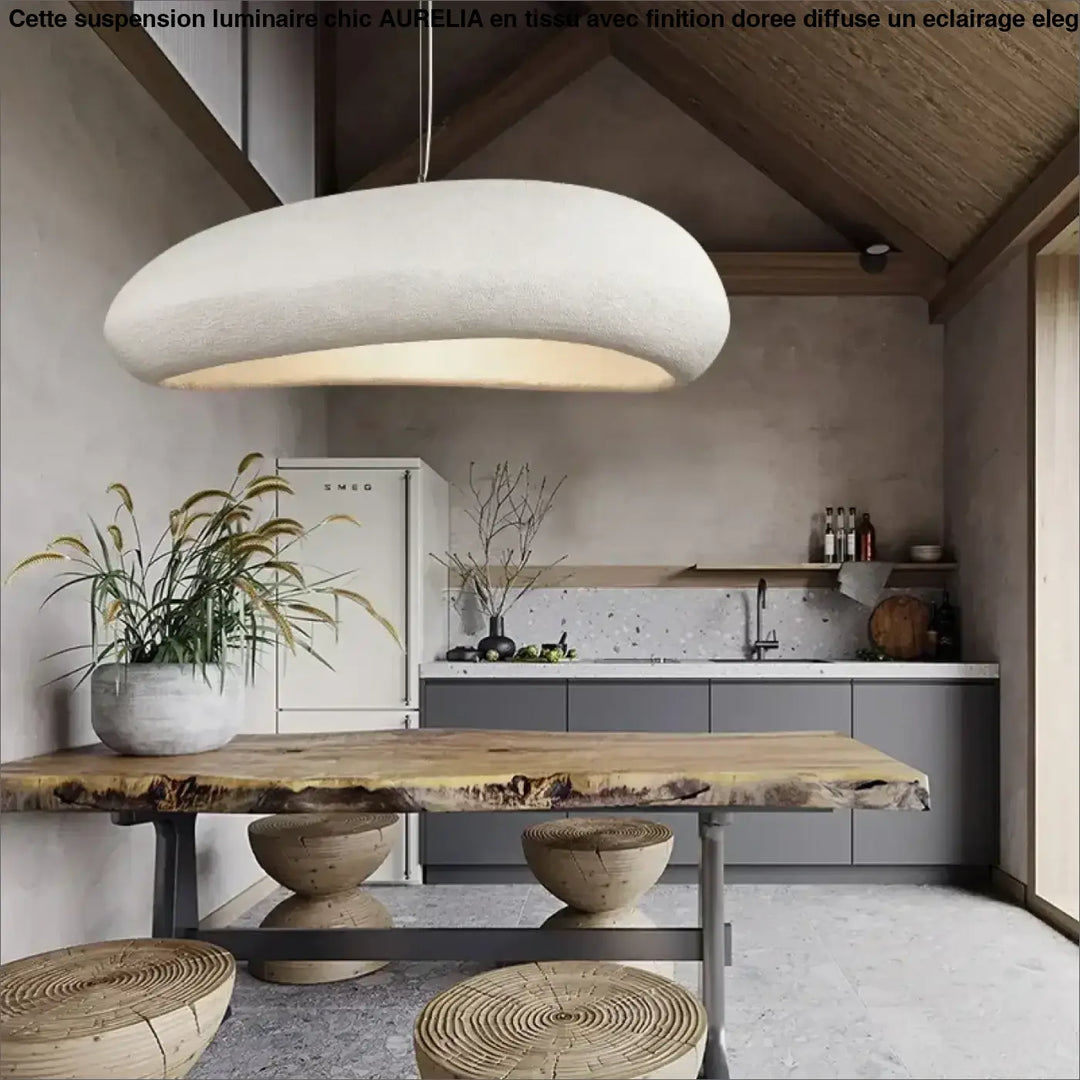 Suspension luminaire design contemporain effet pierre naturel