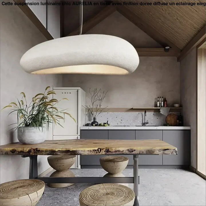 Suspension luminaire design contemporain effet pierre naturel