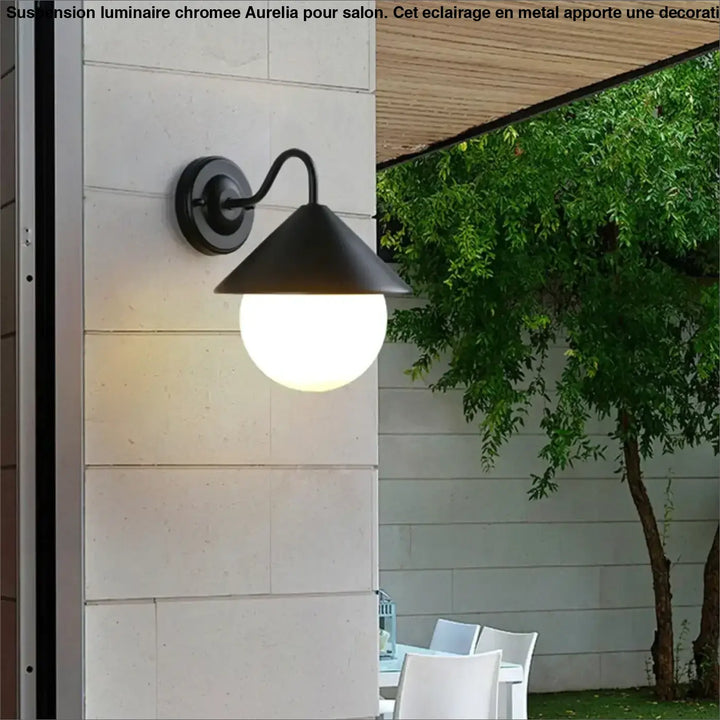 Luminaire Extérieur Design Moderne Noir Et Verre Blanc