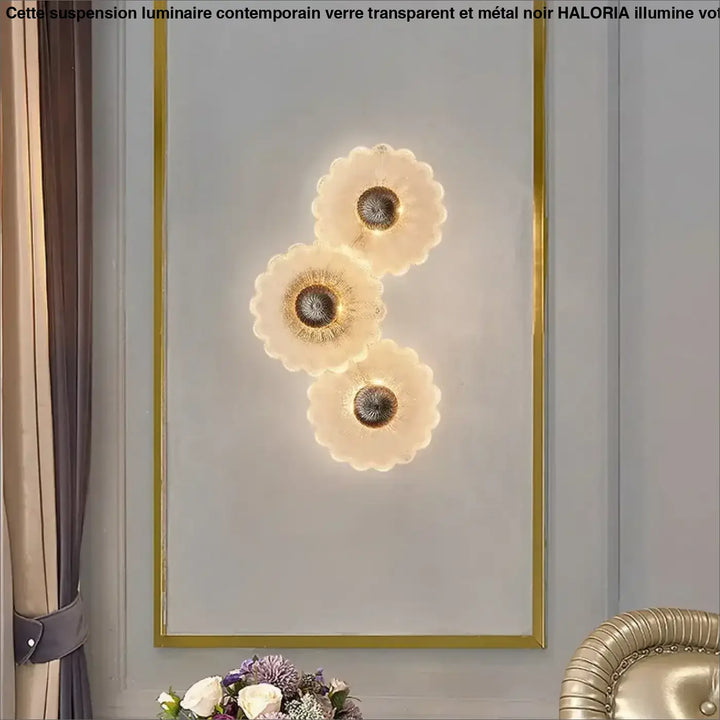 Applique Murale Design Fleurs Verre Doré Élégant Moderne