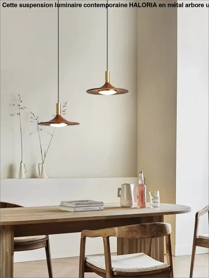 Suspension luminaire contemporaine au design élancé en metal

