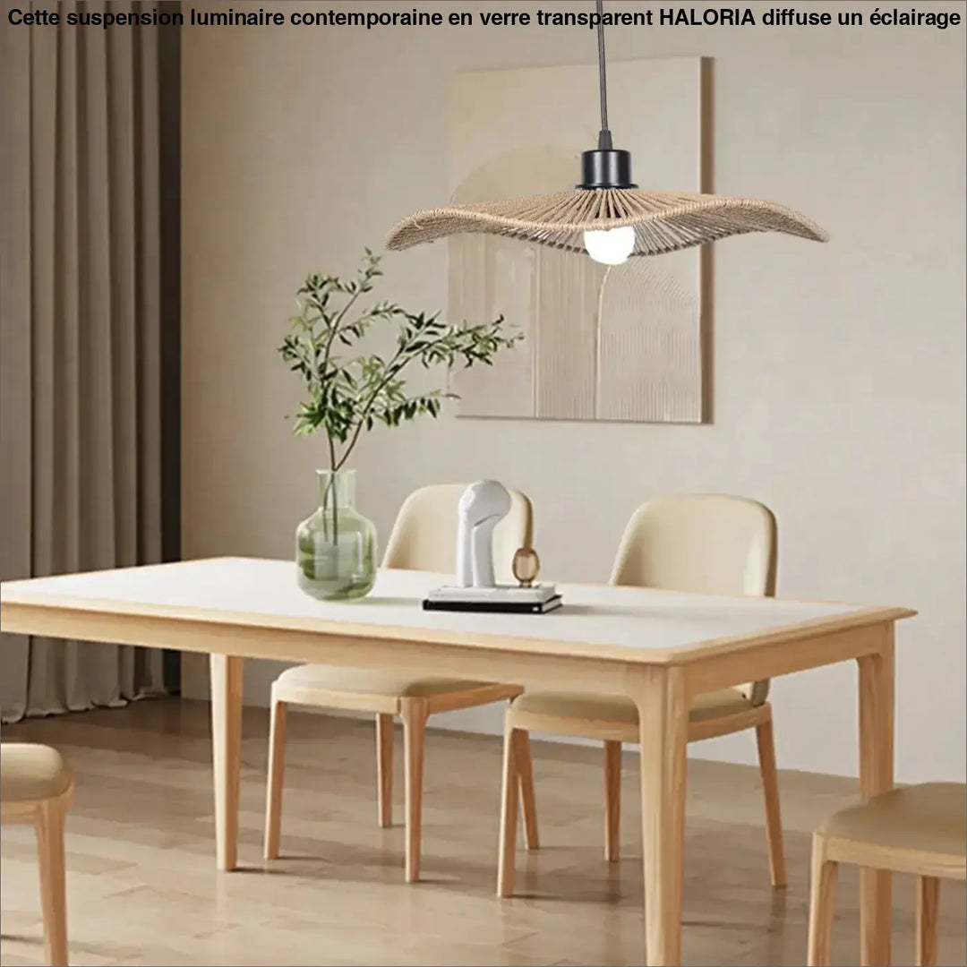 Suspension luminaire tressé naturel design moderne beige
