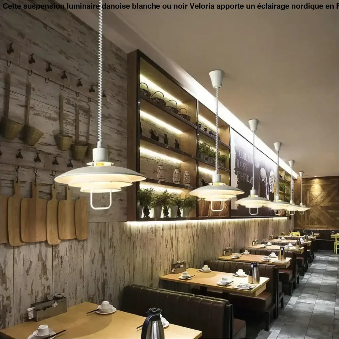 Suspension luminaire danoise blanche ou noir pour cuisine nordique

