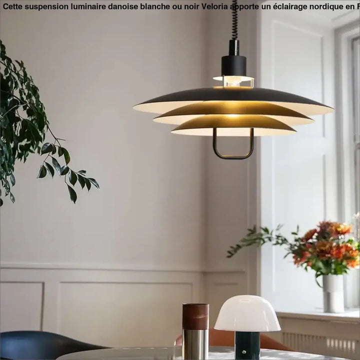 Suspension luminaire danoise blanche ou noir pour cuisine nordique

