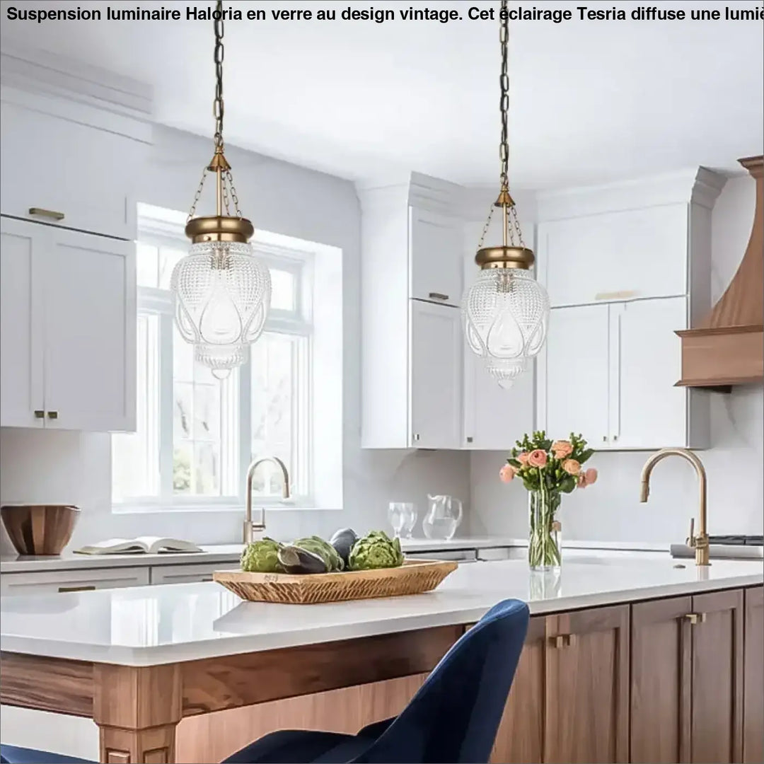 Suspension Luminaire De Cuisine Au Design Vintage En Verre